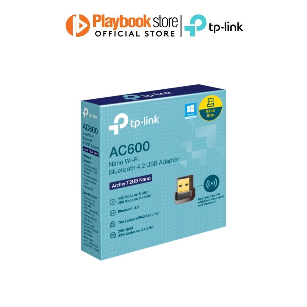 TP-Link Archer T2UB Nano AC600 Wi-Fi Bluetooth 4.2 Wireless USB Adapter - PLAYBOOKSTORE - -