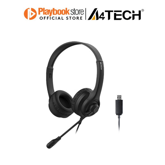 A4Tech HU-8 Rotatable Omni-Directional Mic Wired On Ear USB Stereo Headset - Black null Headphone A4Tech PLAYBOOKSTORE 4711421982641 4711421982641