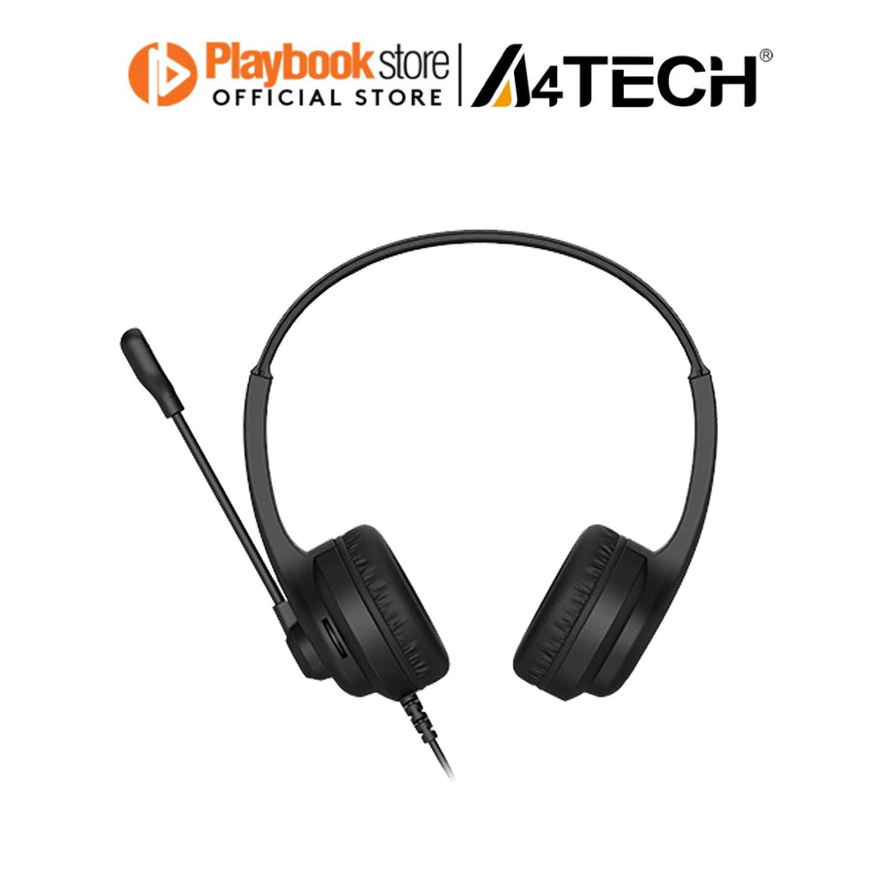 A4Tech HU-8 Rotatable Omni-Directional Mic Wired On Ear USB Stereo Headset - Black null Headphone A4Tech PLAYBOOKSTORE 4711421982641 4711421982641