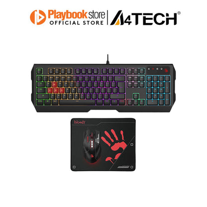 A4Tech Bloody B1700 Neon Effects Gaming Mouse Pad, Keyboard and Mouse Combo