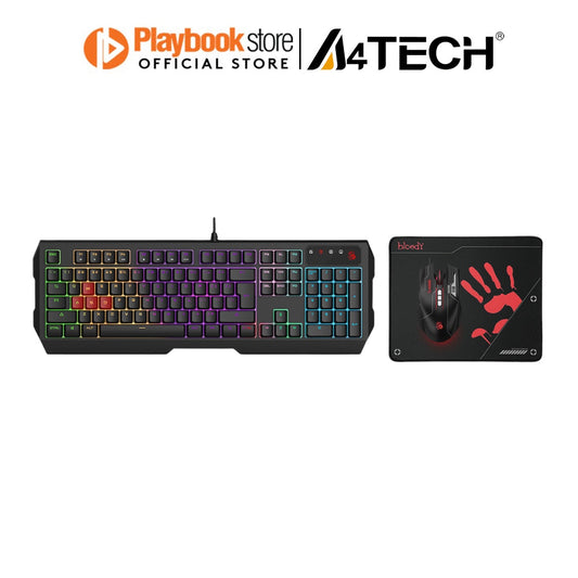 A4Tech Bloody B1700 Neon Effects Gaming Mouse Pad, Keyboard and Mouse Combo