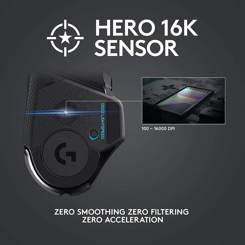 Logitech G502 Lightspeed Hero Sensor 100-16,000 DPI Wireless Gaming Mouse