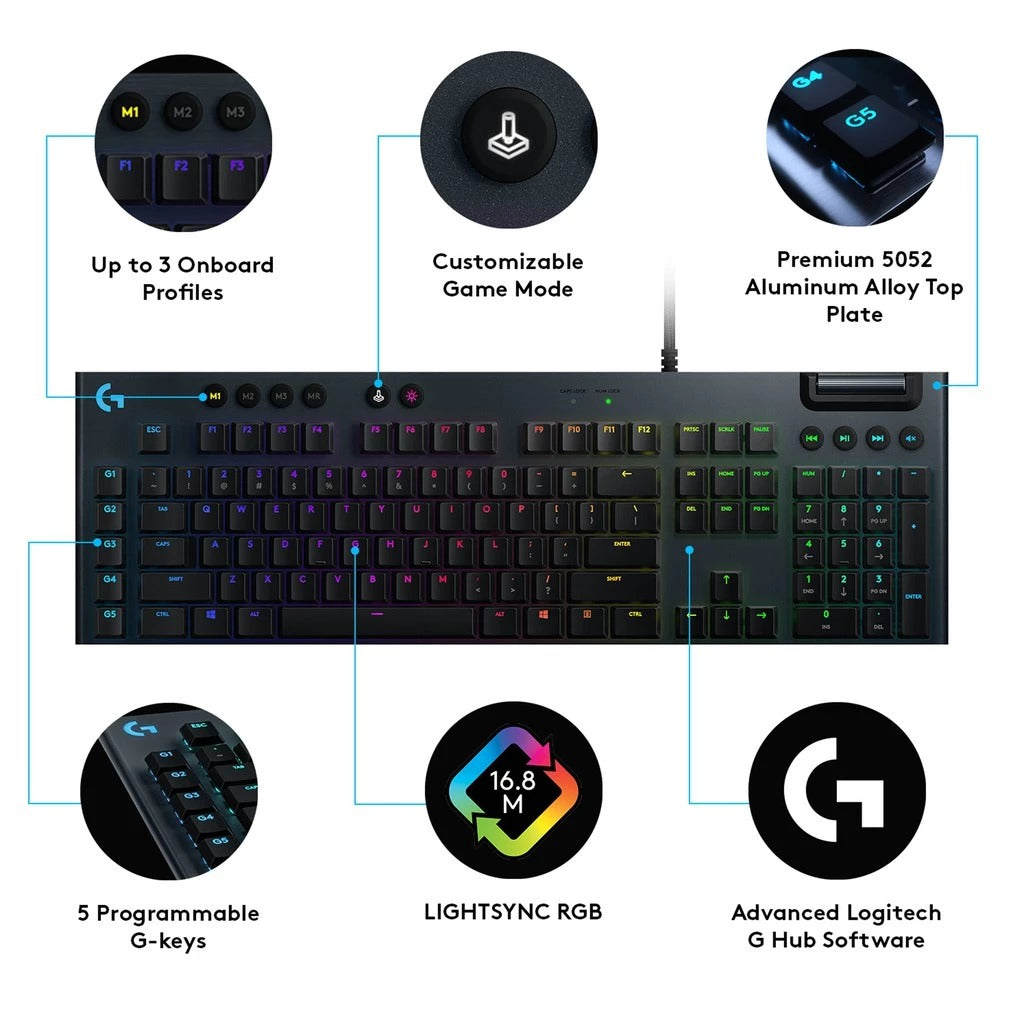 Logitech G813 GL Low Profile Switch Lightsync RGB Mechanical Wired Gaming Keyboard Logitech G813 GL Low Profile Switch RGB Mechanical Gaming Keyboard Keyboard Logitech PLAYBOOKSTORE 097855146564 097855146564