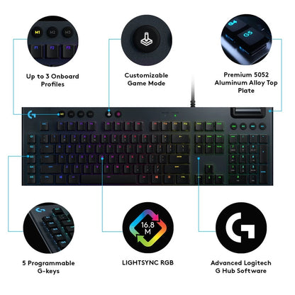 Logitech G813 GL Low Profile Switch Lightsync RGB Mechanical Wired Gaming Keyboard Logitech G813 GL Low Profile Switch RGB Mechanical Gaming Keyboard Keyboard Logitech PLAYBOOKSTORE 097855146564 097855146564