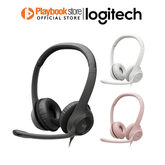 Logitech H390 Rotating Noise Canceling Mic, Digital Stereo Sound, Wired On Ear USB Headset - PLAYBOOKSTORE -  - 