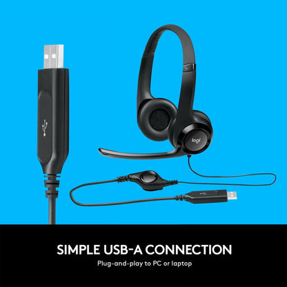 Logitech H390 Rotating Noise Canceling Mic, Digital Stereo Sound, Wired On Ear USB Headset - PLAYBOOKSTORE -  - 