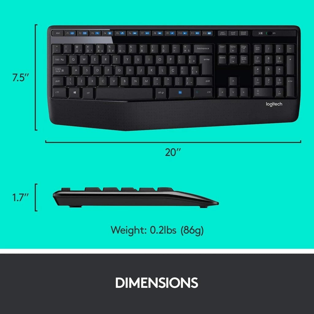 Logitech MK345 Wireless Combo Full-sized Keyboard with Palm Rest