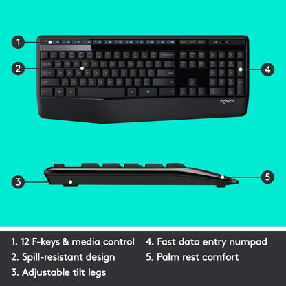 Logitech MK345 Wireless Combo Full-sized Keyboard with Palm Rest