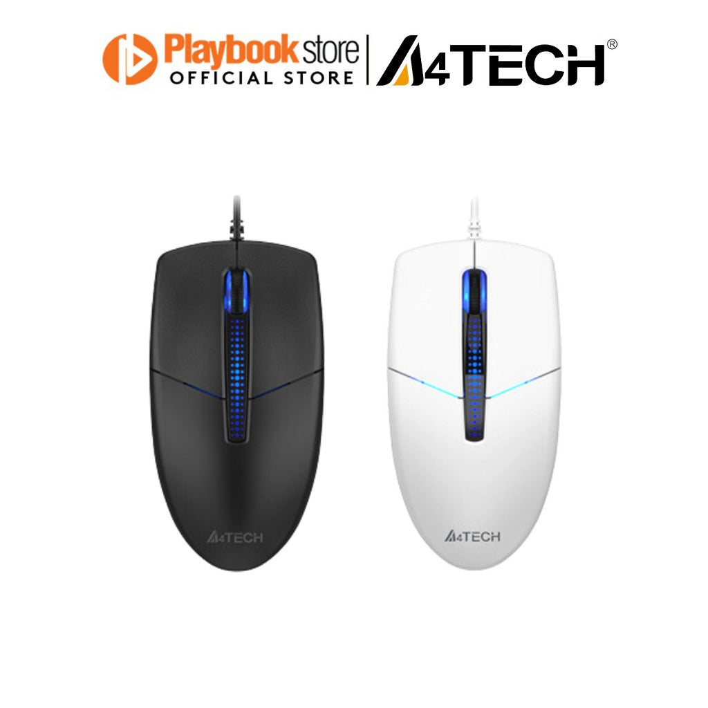A4Tech N-530 1200 DPI Optical Dust-Resistant Wheel Blue LED Backlit Wired Illuminate Mouse