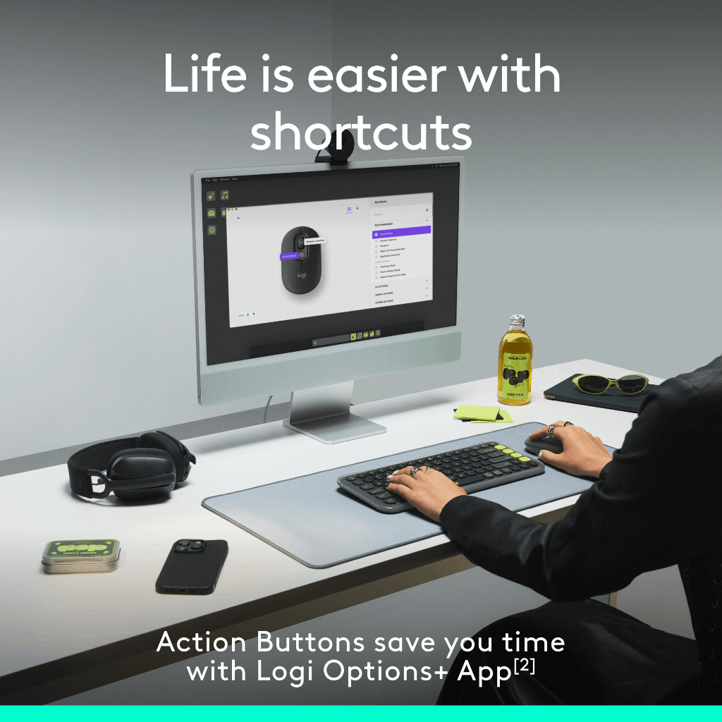 Logitech Pop Icon Mouse 24-month Battery Life Silent Wireless Mouse with Customizable Action Buttons