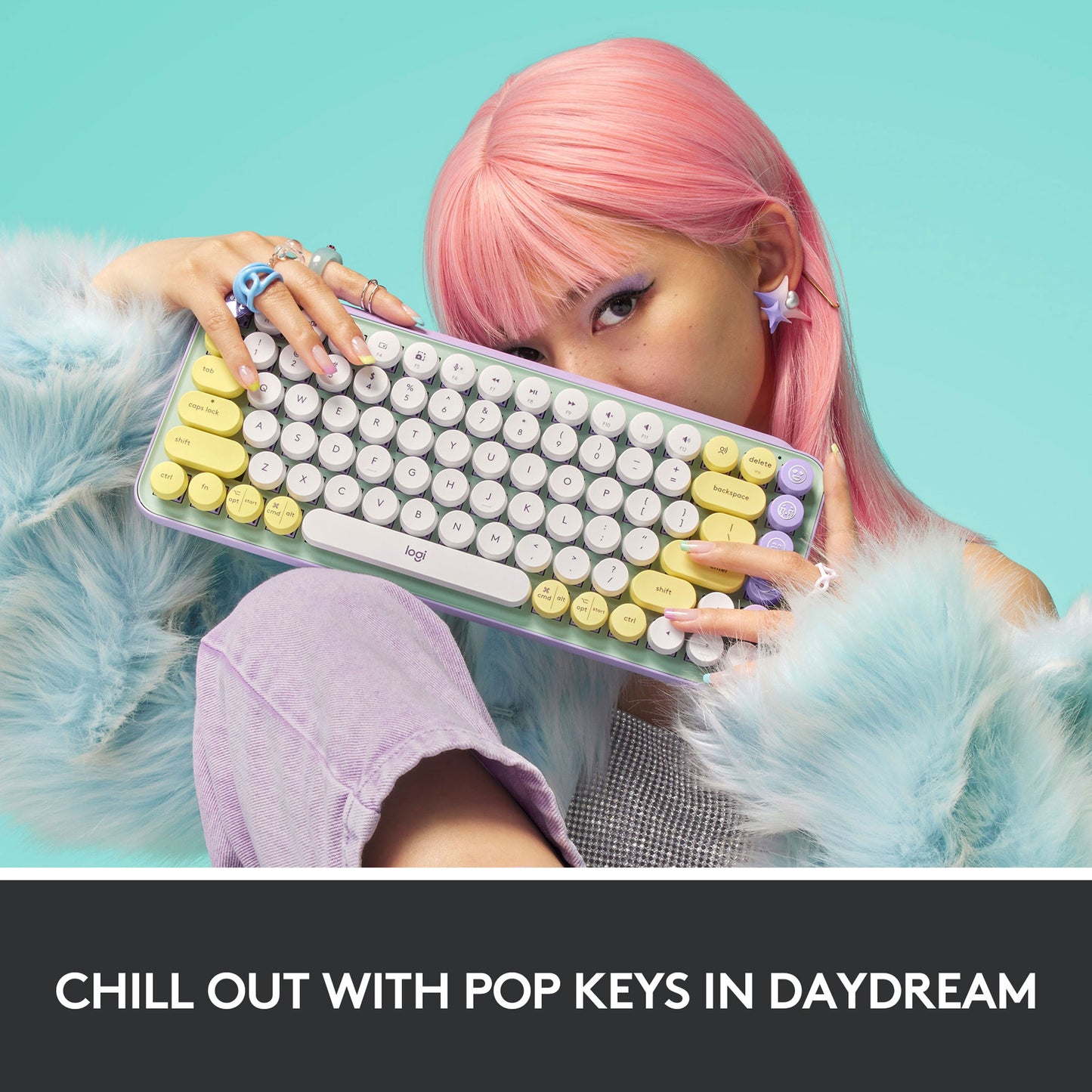 Logitech POP Keys Customizable Emoji Keys Multi-Device USB Mechanical Wireless Keyboard