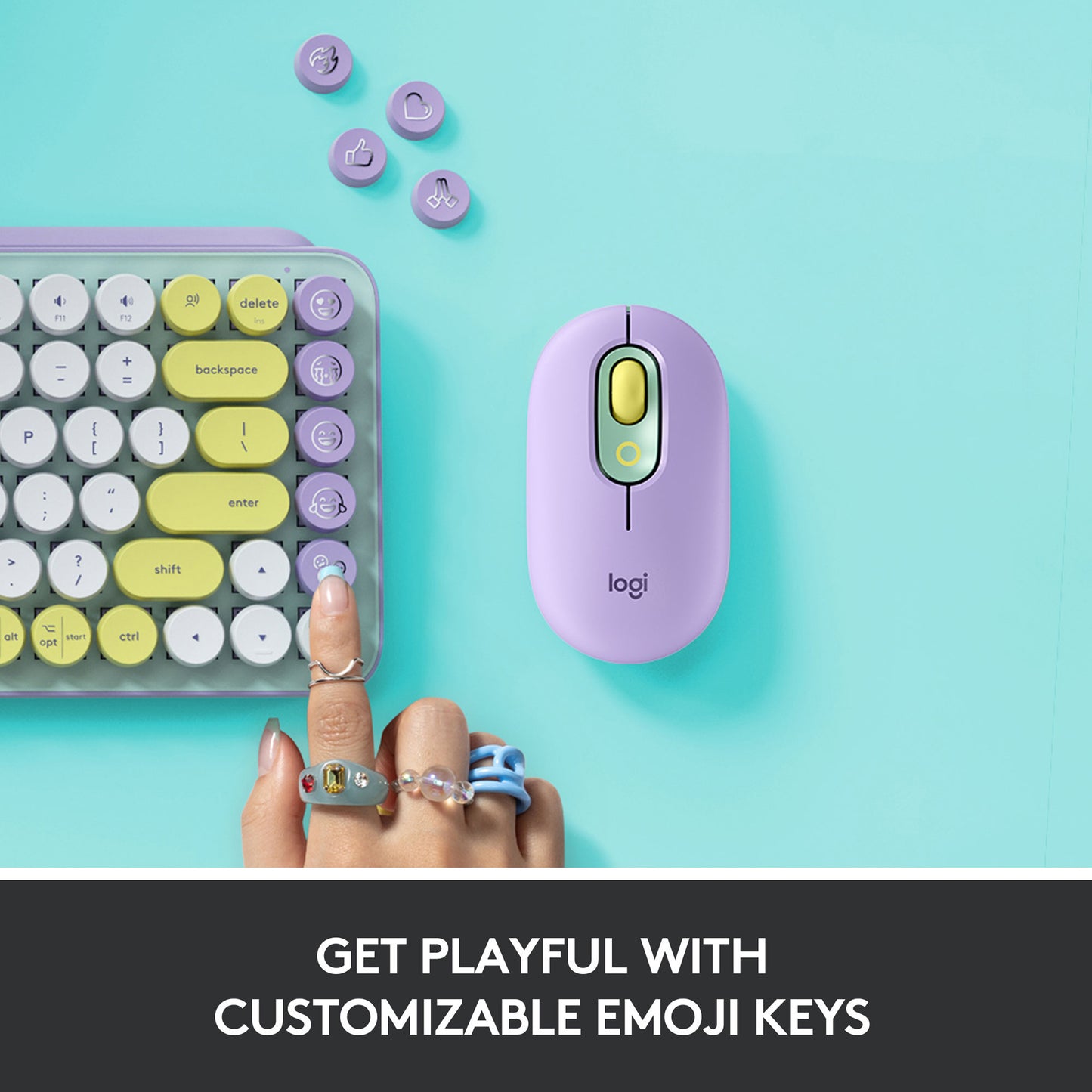 Logitech POP Keys Customizable Emoji Keys Multi-Device USB Mechanical Wireless Keyboard