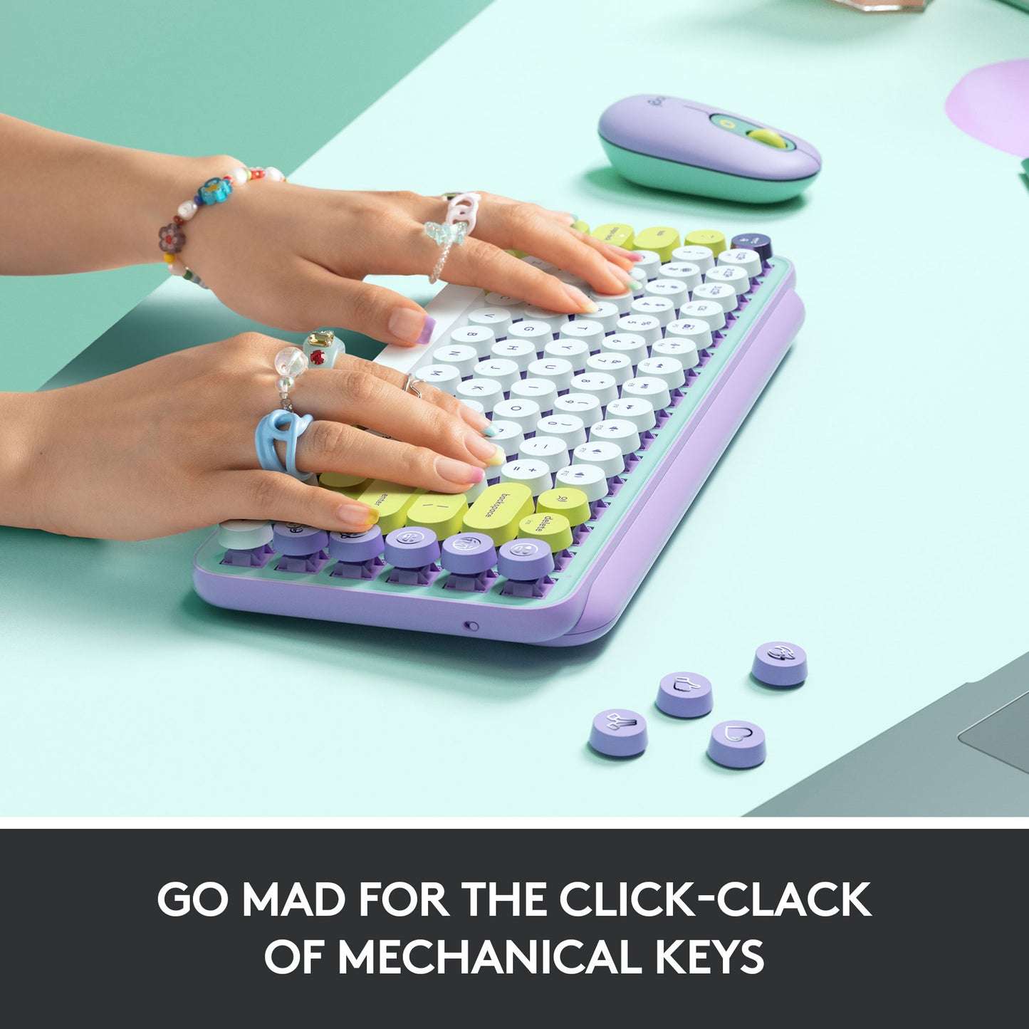 Logitech POP Keys Customizable Emoji Keys Multi-Device USB Mechanical Wireless Keyboard