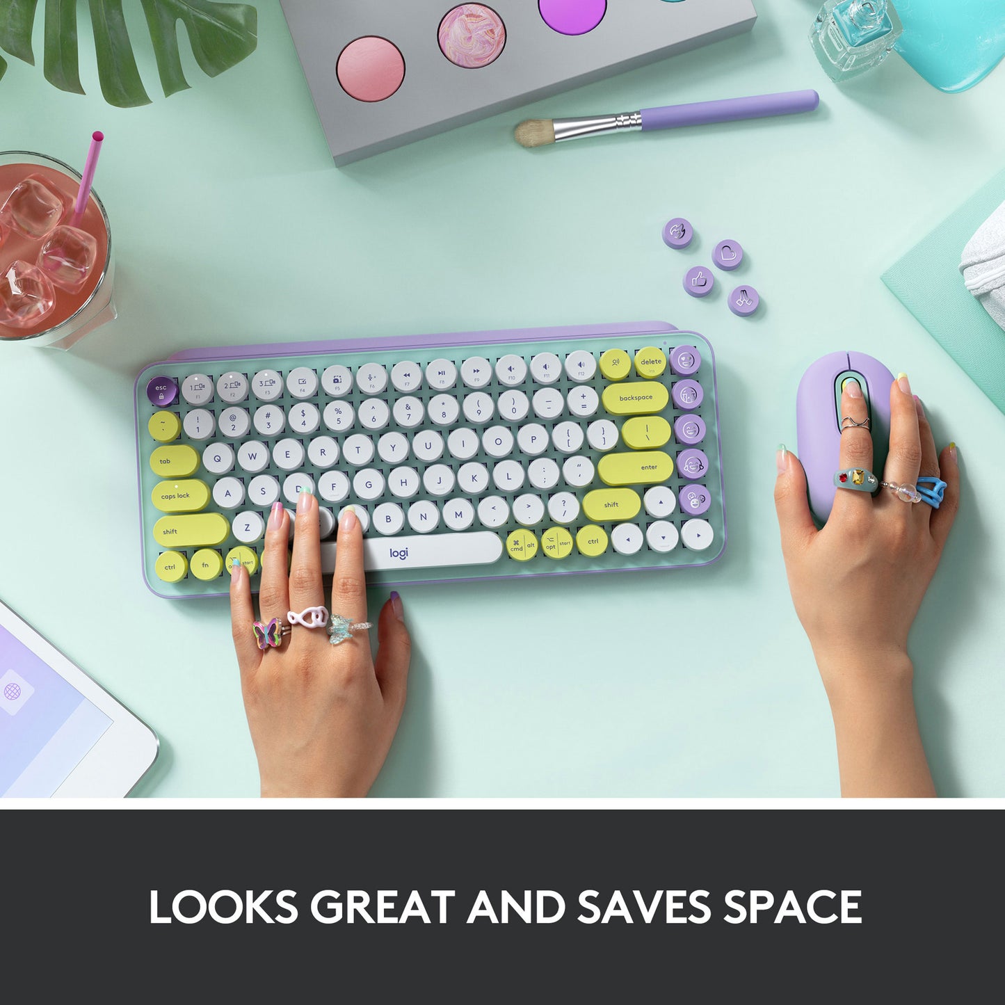 Logitech POP Keys Customizable Emoji Keys Multi-Device USB Mechanical Wireless Keyboard