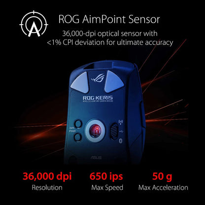 Asus ROG P709 Keris Aimpoint 36000 Dpi Aura Lighting Tri Mode Connectivity Wireless Gaming Mouse