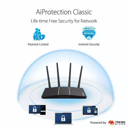 Asus RT-AX57 AX3000 Dual Band Wi-Fi 6 Router supporting MU-MIMO and OFDMA technology Router