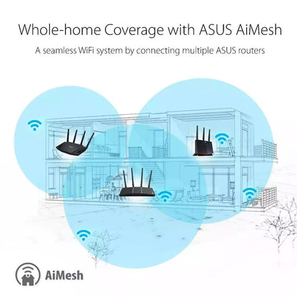 Asus RT-AX57 AX3000 Dual Band Wi-Fi 6 Router supporting MU-MIMO and OFDMA technology Router