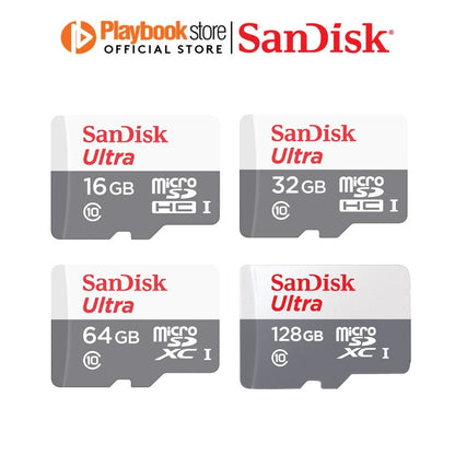 SanDisk Ultra 16GB/32GB/64GB/128GB MicroSDHC MicroSDXC UHS-I MicroSD Card Memory Card - White/Grey