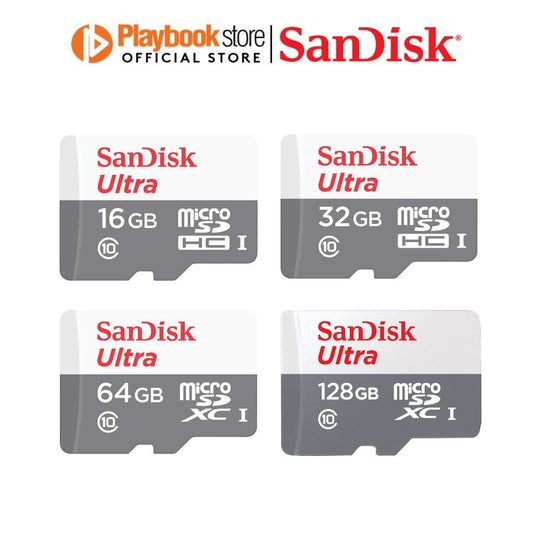 SanDisk Ultra 16GB/32GB/64GB/128GB MicroSDHC MicroSDXC UHS-I MicroSD Card Memory Card - White/Grey
