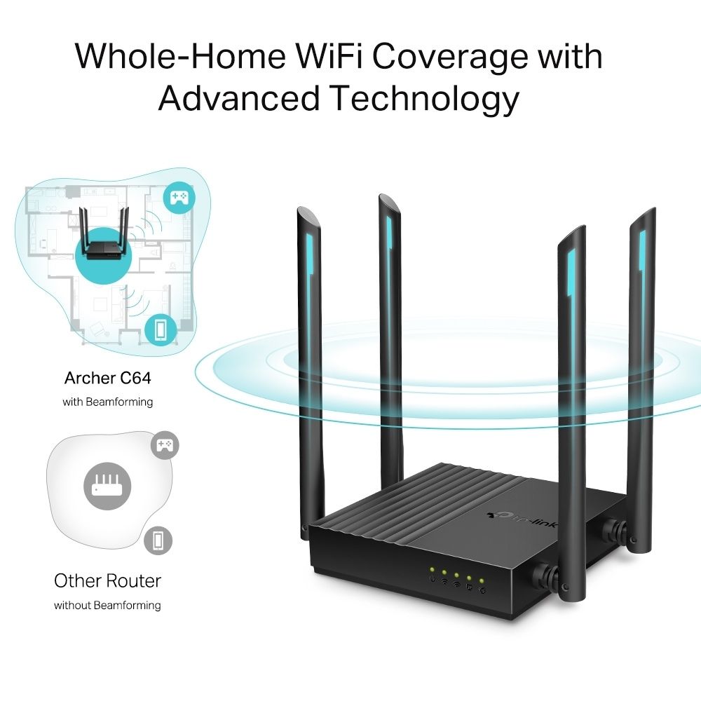 TP-Link Archer C64 AC1200 Dual-Band 5Ghz 867 Mbps 2.4Ghz 400 Wireless MU-MIMO Wi-Fi Router TP-Link Archer C64 AC1200 Wireless MU-MIMO Wi-Fi Router Router TP-Link PLAYBOOKSTORE 4897098683217 4897098683217