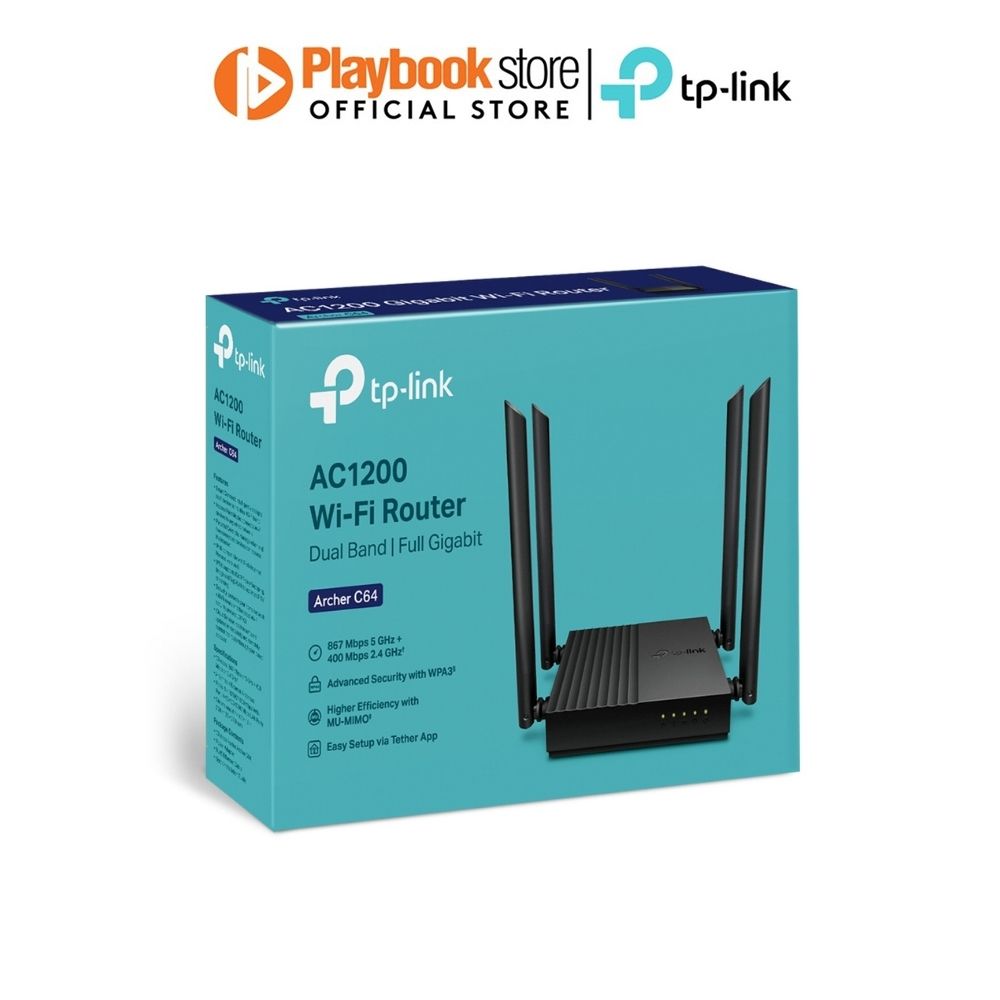 TP-Link Archer C64 AC1200 Dual-Band 5Ghz 867 Mbps 2.4Ghz 400 Wireless MU-MIMO Wi-Fi Router TP-Link Archer C64 AC1200 Wireless MU-MIMO Wi-Fi Router Router TP-Link PLAYBOOKSTORE 4897098683217 4897098683217