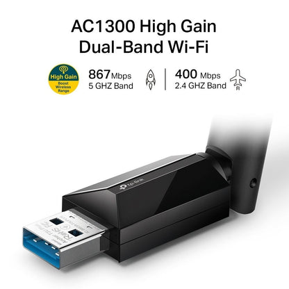 TP-Link Archer T3U Plus AC1300 High Gain Wireless Dual Band USB Adapter - PLAYBOOKSTORE -  - 