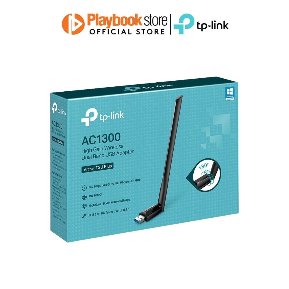 TP-Link Archer T3U Plus AC1300 High Gain Wireless Dual Band USB Adapter - PLAYBOOKSTORE -  - 