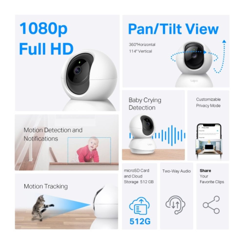 TP-Link Tapo C200 Pan/Tilt 360 1080P Night Vision Home Security Wi-Fi Camera
